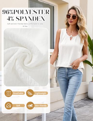 Fashora Women's Summer Round Neck Tank Tops Sexy Loose Tank Top Casual Plain Blouse Elegant Keyhole for Women