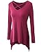 JayJay Women Crisscross Neck Basic Soft Fabric Long Sleeve Loose Fit Tunic