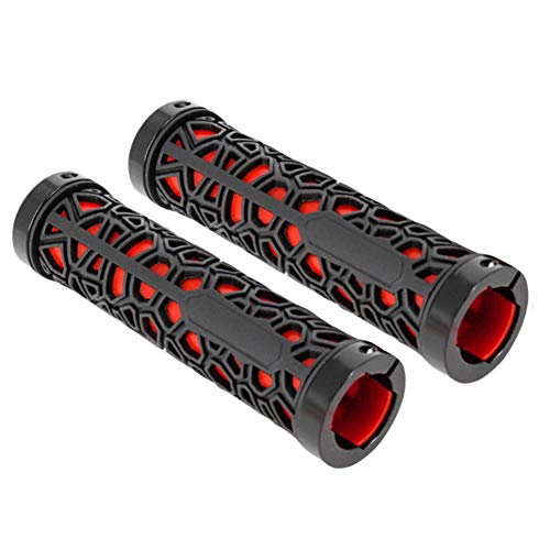 Hankyky Cycling Bike Bicycle Handlebar Grips Anti-Slip Rubber Double Lock-on Lightweight Grip for MTB Mountain Bike Folding Bike Bicycle Parts Fit 2.22cm