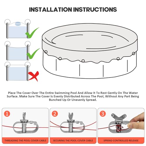 Aipwerer Round Pool Cover for Swimming Pools 244-305 cm | Swimming Pool Cover Diameter 310 cm | Tear Resistant | Protective Cover for Intex & Bestway Swimming Pools