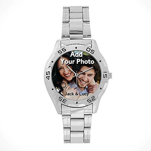 Personalized Custom Stainless Steel Wrist Watch for Men Made Printed Photo Name