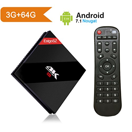 EstgoSZ Smart TV BOX 3GB / 64 GB Android 7.1 OS, Amlogic S912 Octa Core 64 bits with Dual Band WIFI 2.4G/5.0 GHz 1000M LAN Mini PC Google Android Internet Set - top Box