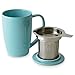 FORLIFE Curve Tall Tea Mug with Infuser and Lid 15 ounces, Turquoise