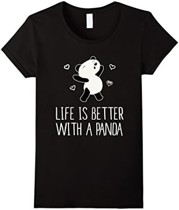 Women's Life is Better with a Panda Cute Giant Panda Lover T-Shirt Medium Black