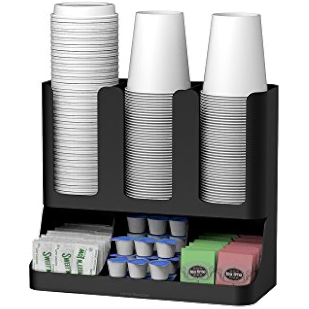 6 Compartment Upright Breakroom Coffee Condiment Cup Storage Organizer