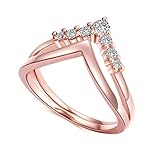 CRARINE Women Stackable Promise Engagement Ring Set Zirconia Eternity Wedding Band Plated Rose Gold