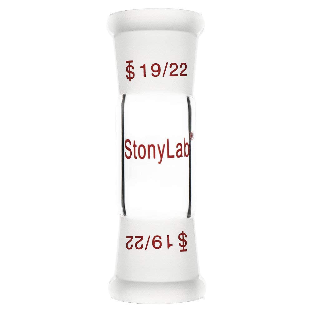 stonylab Borosilicate Glass Straight Connecting Adapter, 30 mm Between Two 19/22 Outer Joints for Laboratory