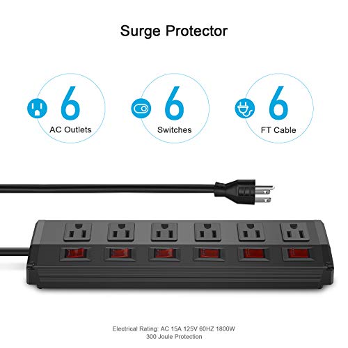 Metal Power Strip Individual Switches, Heavy Duty Power Strip Surge