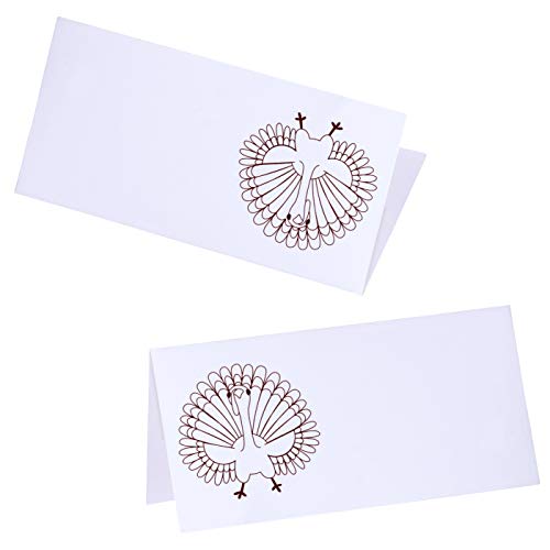 Supla 100 Pcs Thanksgiving Place Cards with Turkey Design Table Name Cards Escort Cards Guest Seating Number Cards Food Buffet Cards 3.9" x 2" Folded for Thanksgiving Dinner Table Setting - Thumbnail 2