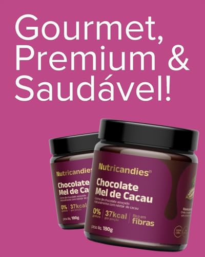 Chocolate Zero Gordura Nutricandies 100% Natural com Mel de Cacau e Maçã – Sobremesa Saudável Premium - Sem Gluten - Apenas 37 Calorias por Porção
