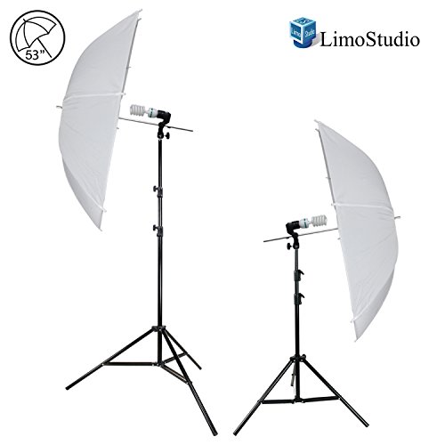 LimoStudio [Set of 2] White Translucent Umbrella Reflector Lighting Kit with Light Stand Tripod and 65W CFL Photo Light Bulb, AGG2763 - Thumbnail 6