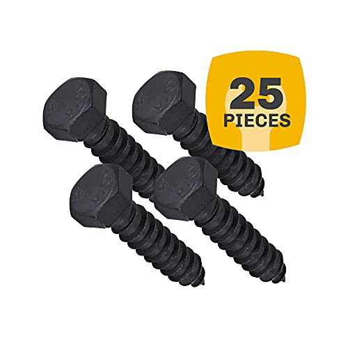 1/2" x 2”, 25Piece Black Lag Bolts, Rustproof 4Layer Ceramic BLAKOTE