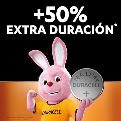 Pilas alcalinas Especiales LR44 de 1,5 V (Paquete de 4) (A76) – +50% Extra de duración – Termómetros, calculadoras, linternas, Relojes y Otros – 5 años de Vida útil - Prevención de Fugas