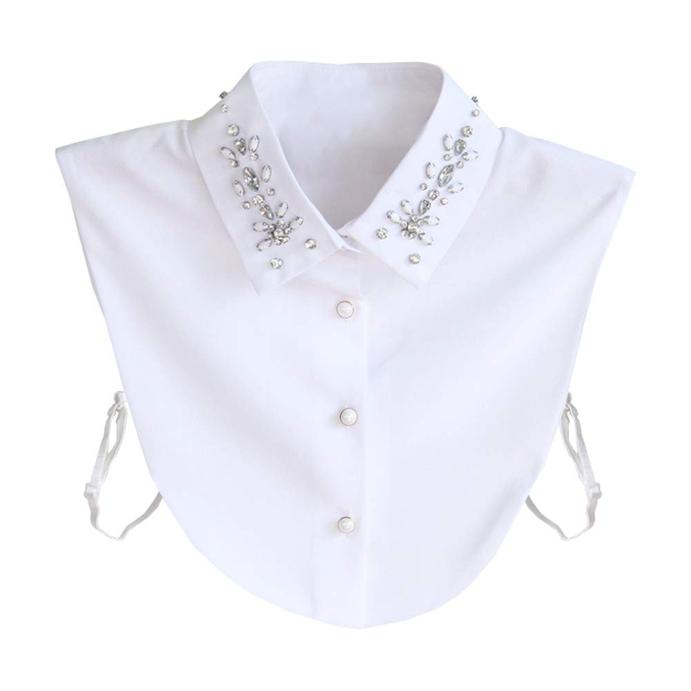 Joyci Stylish Pearl Peter Pan Fake Collar Detachable Shirt Dickey False Collar (C 2-Pack)