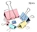 Fireboomoon Binder Clips, Assorted Sizes, Multicolor, 72 per Pack Binder Clips,Metal Clips,Spring-Tight Clip,Office Clip,Mini Binder Clips,Color Coated Clips,Metal Binder Clips,Binder Clips Large