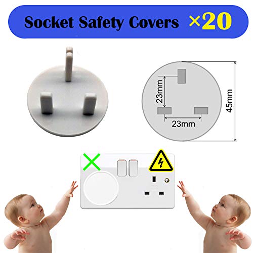 XinPei Baby Proofing Kit (48 Pcs) -20 Socket Covers + 10 X Cabinet Locks + 10 X Cupboard Locks + 4 X Rectangular Locks + 4 X Foam Door Stoppers
