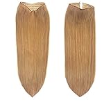 Fits like a Halo Hair Extensions 16"-18 - No Clips, No glue, No Tape, No Damage! It's so EASY! 100% Remy Premium Couture Grade AAAAA Human Hair! (Dark Blonde 16" #7B)