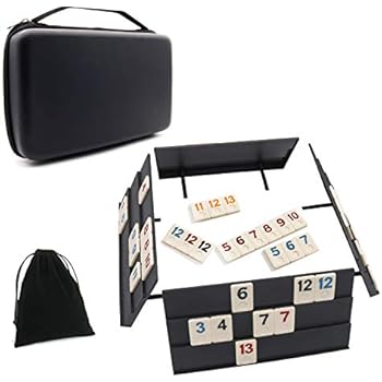 Rummy Game 106 Tiles Rummy Outlasting Color with Shockproof Case & 4 Anti-Skid Durable Trays for Kids