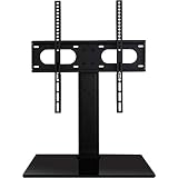 WALI Table Top TV Stand with Glass Base and Security Wire Fits Most 32 to 47 inch LED, LCD, OLED and Plasma Flat Screen TV with VESA up to 400 by 400mm (TVDVD-01), Black