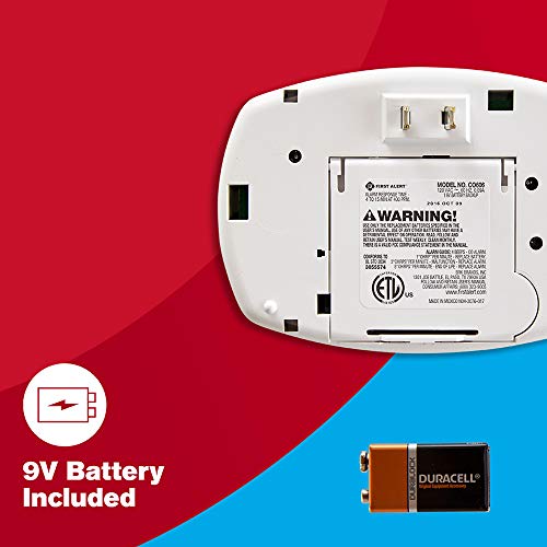FIRST ALERT PlugIn Carbon Monoxide Detector with Battery Backup, 3