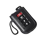 Premium Luxury Smart Key Remote Fob Cover (Black) for Toyota Avalon (2013-18) Camry (2012-17) Corolla (2014-18) Highlander (2014-18) RAV4 (2013-18), Soft Faux Leather, For 4-Button, 1pc