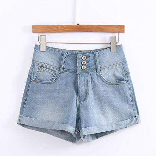 UONQD 2019d Pants, Women Low Waisted Washed Solid Short Mini Jeans Denim Pants Shorts Light Blue