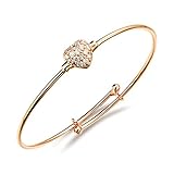 Stainless Steel 18K Gold Tone Lucky Heart Bracelet Bangle Cuff for Baby Adjustable 5.85-7.8