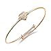 Cute Rose Gold Tone Cubic Zircon Love Heart Bangle For Children Girls Expandable Length 5.9