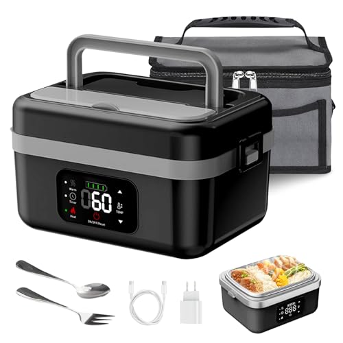TECKZOON Portable Electric Lunch Box, Rechargeable Self-Warming Wireless Lunch Box, 1L Adult Bento Lunch Boxes with Scheduled Warming, Food Lunch Boxes for On-the-Go Meals