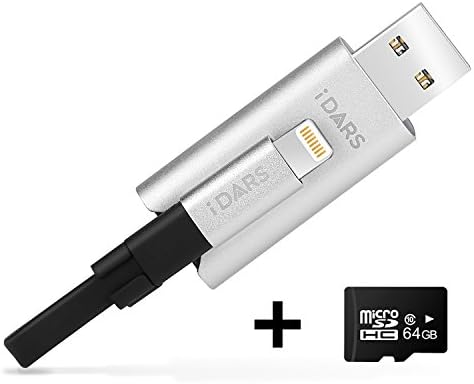 [ Apple MFI Certified ] Lightning USB Flash Drive with USB 3.1Charging Cables Super High-speed SHERRY IOS SD Card Reader External Hard Drive for iPhone iPad iPod Max Up to 265GB (64G)