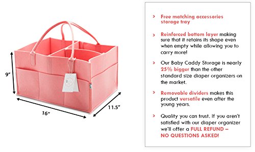 Little Tinkers World Baby Diaper Caddy & Extra Large Organizer for Diapers, Wipes & Nursery Storage Bin – Pink - Thumbnail 5