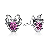 BAMOER 925 Sterling Silver Sparkling Mouse Earring Studs with Pink Cubic Zirconia Perfect Thanksgiving Christmas Day Gifts for Women Teen Girls Jewelry