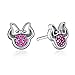 BAMOER 925 Sterling Silver Sparkling Mouse Earring Studs with Pink Cubic Zirconia Perfect Thanksgiving Christmas Day Gifts for Women Teen Girls Jewelry