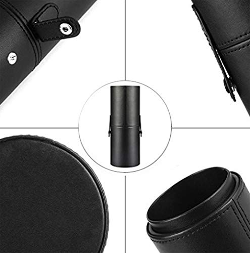 LanMa Makeup Brush Holder,Large Vegan Leather Cylinder Box Bags for Portable Cosmetic Makeup Case Storage Makeup Bags for Traveling or Bedroom Vanity(PU Black) - Thumbnail 4