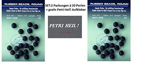 Set: 2 Packs (2 x 20 pieces) Jenzi Rubber Beads 8 mm Rubber Beads + Free Petri Heil! Sticker