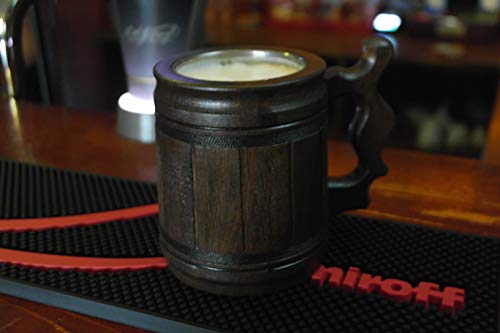 Handmade Beer Mug (10 OZ) Wooden Tankard Beer Stein Oak Wood Stainless Steel Cup Gift Natural Eco-Friendly - Thumbnail 3