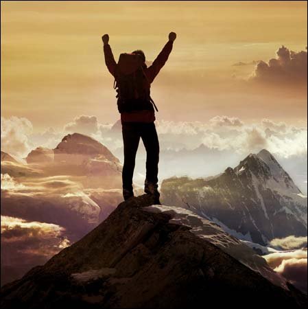 Photographic Greeting Card (WDM1850) - Birthday - On Top Of The World - Mountain Peak - Framed Range