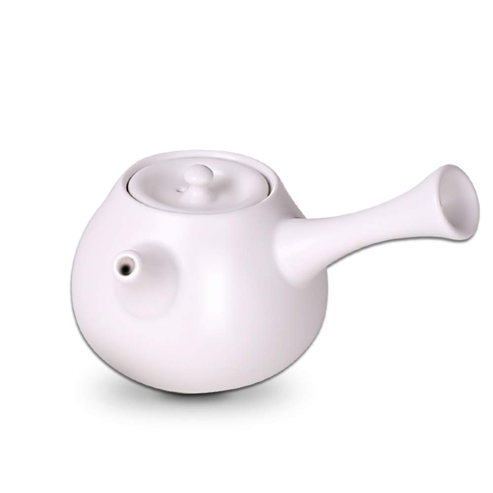 Yan Hou Tang White Elegant Japanese style Ceramics Glass Solo tea pot infuser and 2 cups set round the side of the handle Loose Leaf for Drink