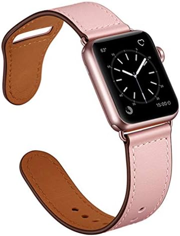 YALOCEA Compatible with iWatch Band 38mm 40mm, Genuine Leather Band Replacement Strap Compatible with iWatch Series 4 Series 3 Series 2 Series 1 38mm 40mm, Pink