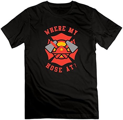 Tuttie Tee Where My Hose At Fireman Men Short Sleeve Shirts Novelty T Shirts