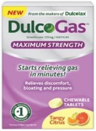 Dulcogas Maximum Strength Antigas Chewable Tablets, Tangy Citrus, 18 Count by BOEHRINGER INGELHEIM CONSUMER