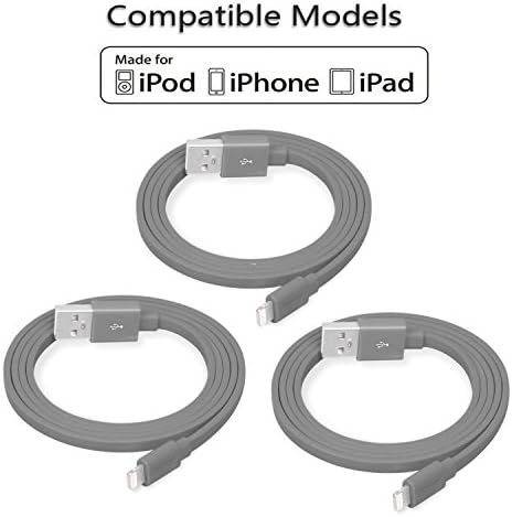 3 PCS [Apple MFi Certified] Yellowknife® Mfi-ios 7 Colorful Noodle Flat 8pin Lightning Sync and Data Cable(3.2ft) for iPhone 6/6 plus/5c/5 / 5s iPad Air, iPad Mini, iPad 4, iPod 5,iPod Nano 7