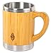 MyHomeIdeas Wooden Tea Mug with Lid - Wood Bamboo Coffee Mugs for Men - Reusable Cool Coffee Travel Mug To Go with Handle - Unique Personalized Gift Mug for Men, Women - 100% Eco-Friendly — 13.5 oz