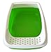 Two Meows Cat Litter Box - High Sided Lid - Open Top Entry, Green