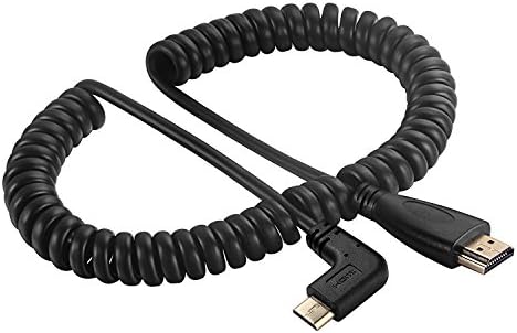 Guamar Mini HDMI Male to HDMI Male High Left-Angled Speed HDMI Cable Braided Cord-Ultra High Speed 18Gbps-Gold Plated Connectors-Ethernet&amp;Audio Return-Video Stretched length 50cm to 2m