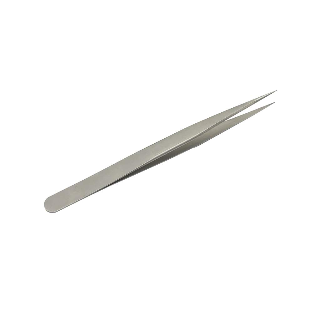 EMEDA Precision Tweezers Set Straight for Eyelash Extensions, Beads and Jewellery (Vetus 00 SA, Silver, Stainless Steel)