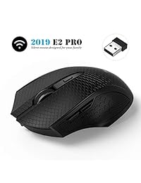 Emopeak Silent Wireless Mice, E2Pro Ruiseless Click with 2.4G Optical Mouse 3 Adjustable DPI Leves with USB Receiver