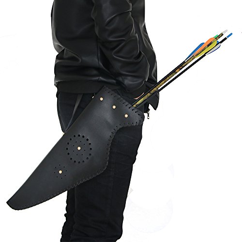 image for IRQ Archery Arrow Quiver Hip + Recurve Bow Case Bag Cow Leather Backpa