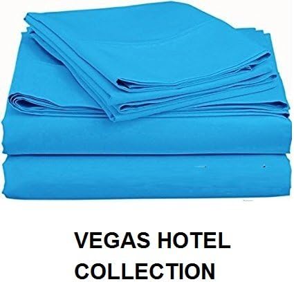 VEGAS HOTEL COLLECTION - Italian Finish { Turquoise, Solid } Luxurious Looking { 4PCs } Sheet Set - Fits upto 10-15 inch Sofa Cum Bed Egyptian Cotton 400 Thread Count ( Short Queen 60" x 75" )