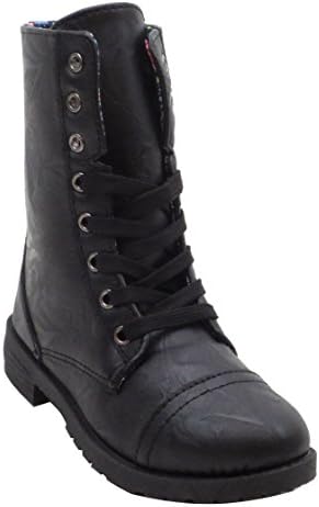 Blue Suede Shoes Girls Combat boots with Colorful patchwork K-MILLIE 7 BLACK 1